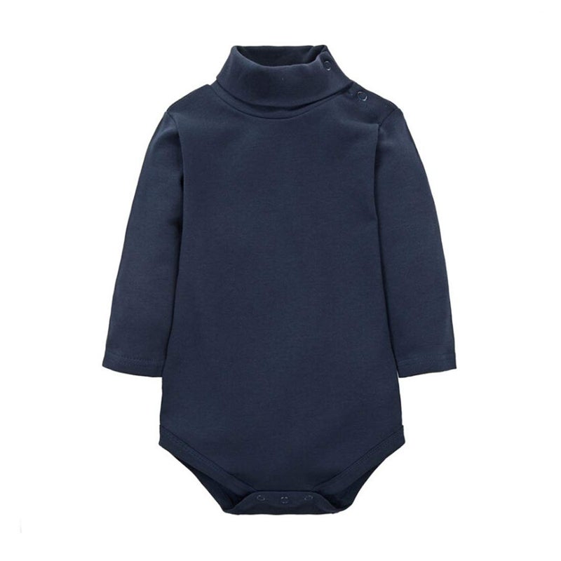 CuteOn Baby Boys Girls Solid Color Basic Turtleneck Cotton Bodysuit Jumpsuit RoyalBlue 18 Months
